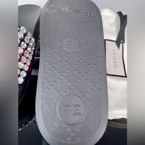 Gucci Sandals Slides Apollo Cathena Swarovski Crystal Bling Box EU 37 US 7 - Picture 12 of 14